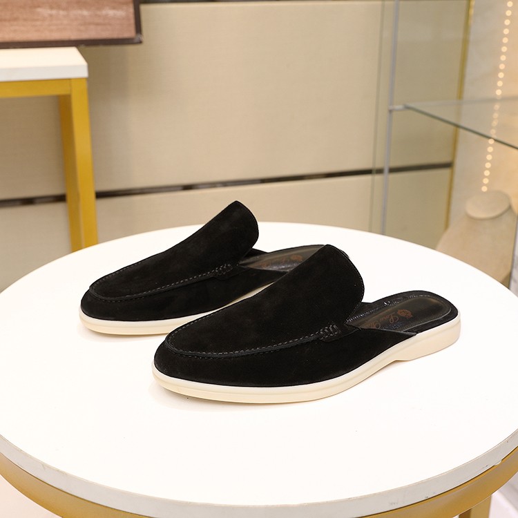 Mens Summer Suede Leather Slippers Casual Mules Comfort Retro Loafers Shoes