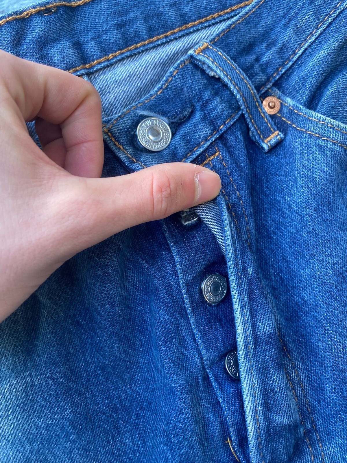 Levi’s 501 Original Shrink-To-Fit Jeans Men W31 L32 Blue Denim Preppy Button Fly