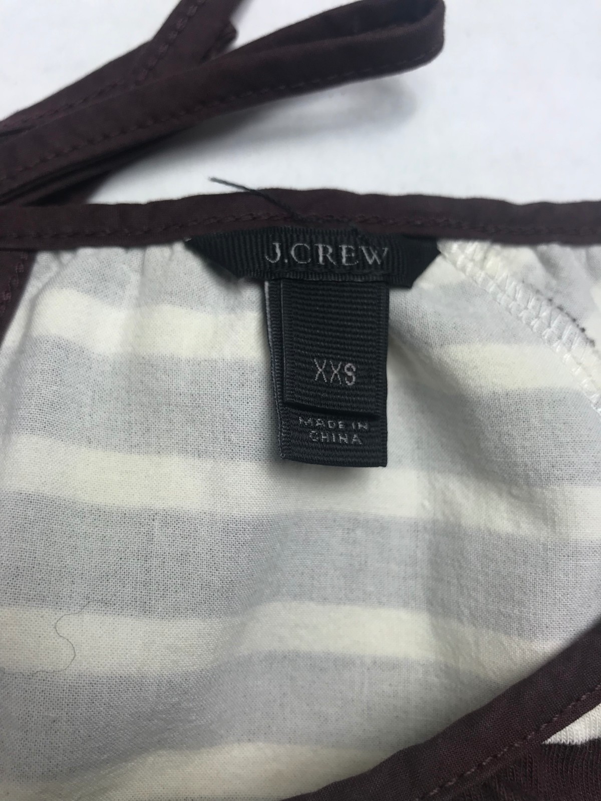 J. Crew Womens Burgundy White Striped Top Size 2XS Cotton Casual Travel Work