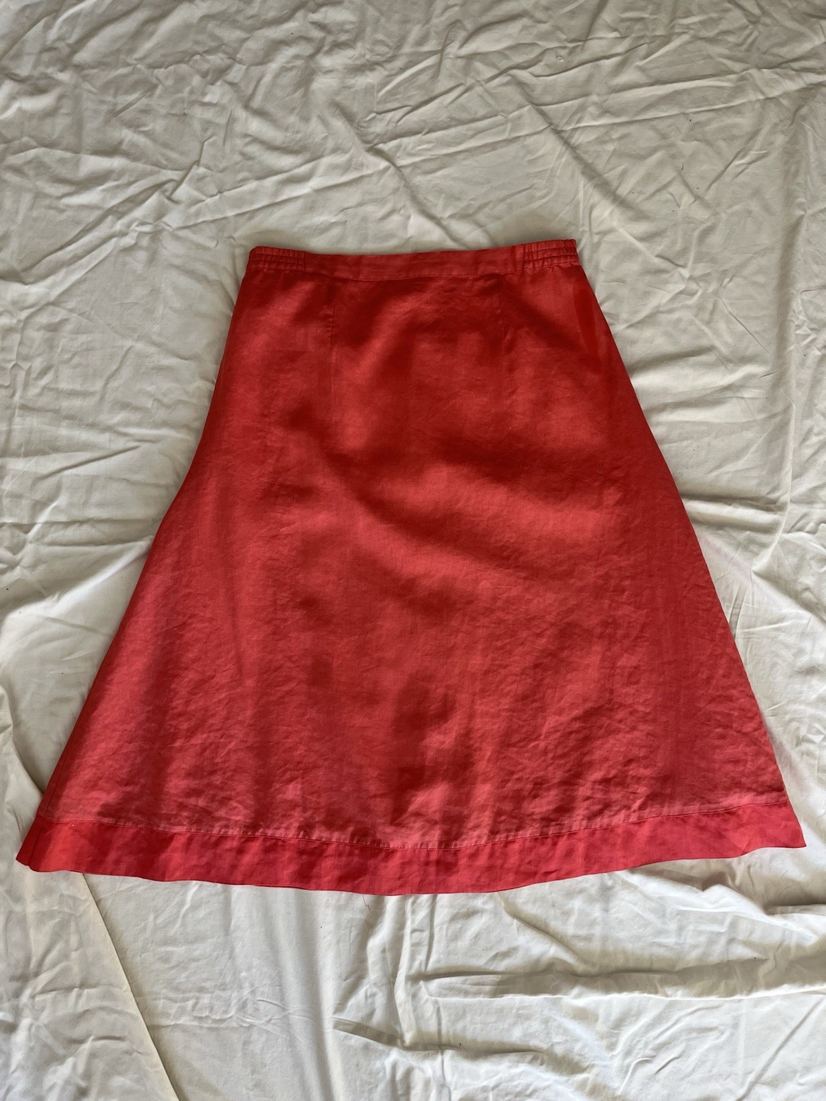 Lined 100% Linen Coral Or Mellon Pink A-line Skirt Size M
