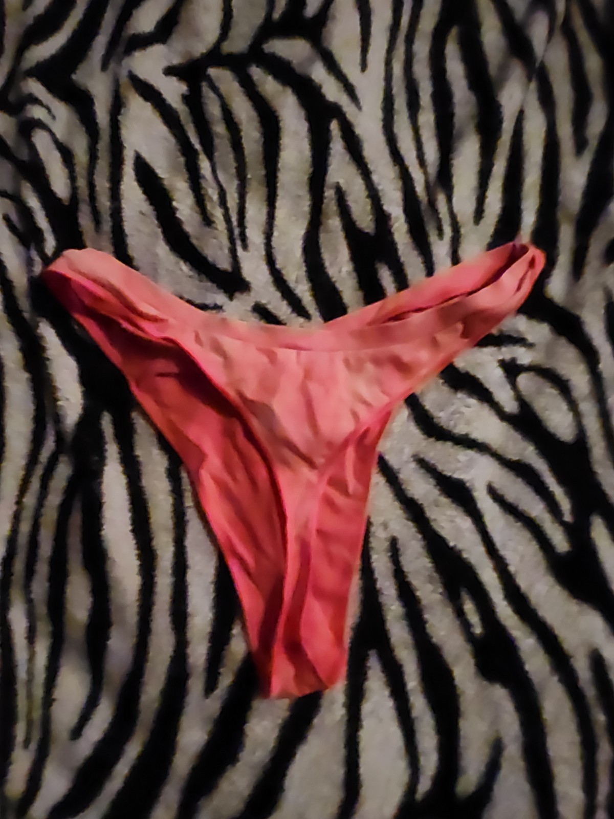 PINK Women’s Pink Solid Thong/String Panties Nylon Elastane Size M Cotton