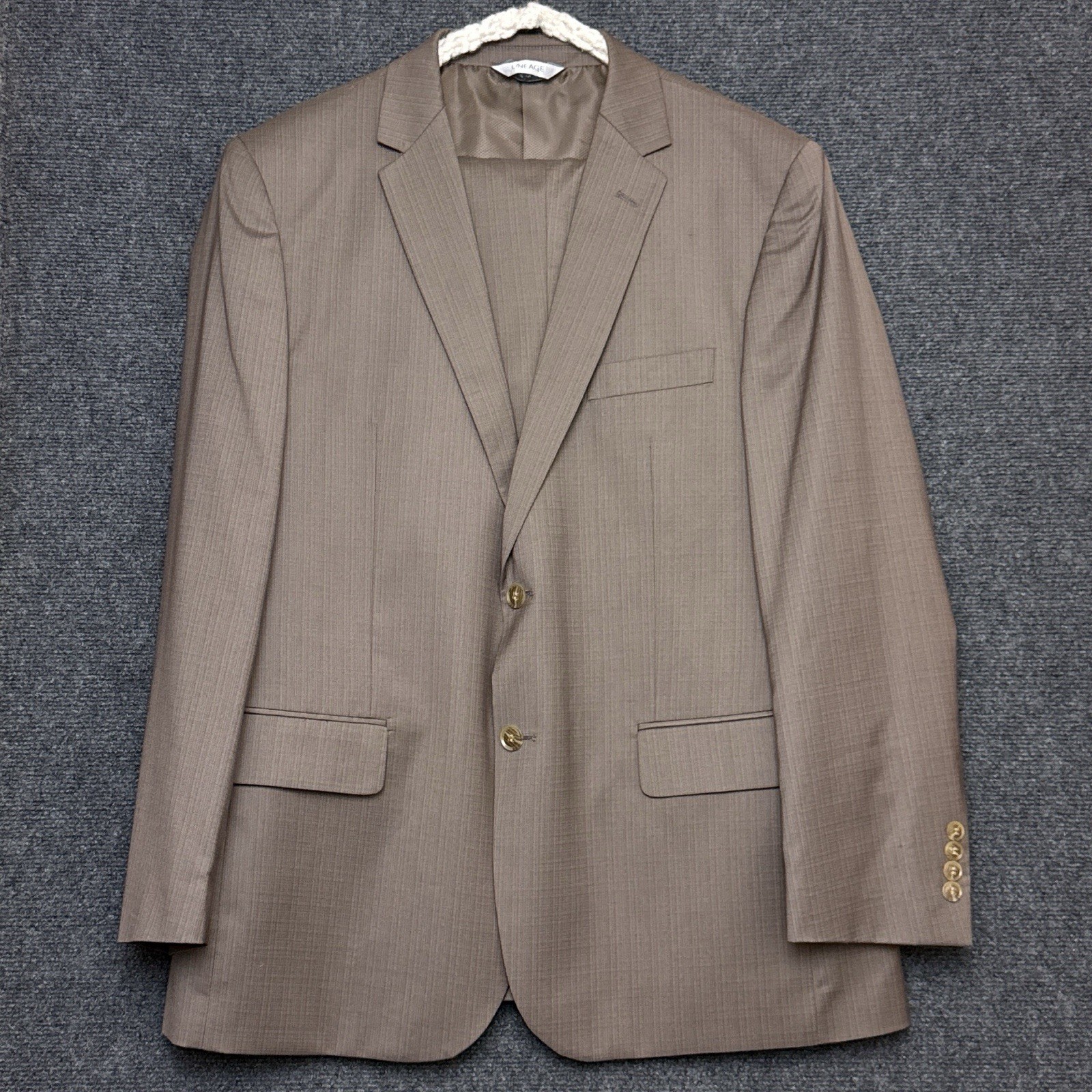 Lineage Mens Performance Stretch 2-Piece Suit Brown 44R 38R Modern Fit