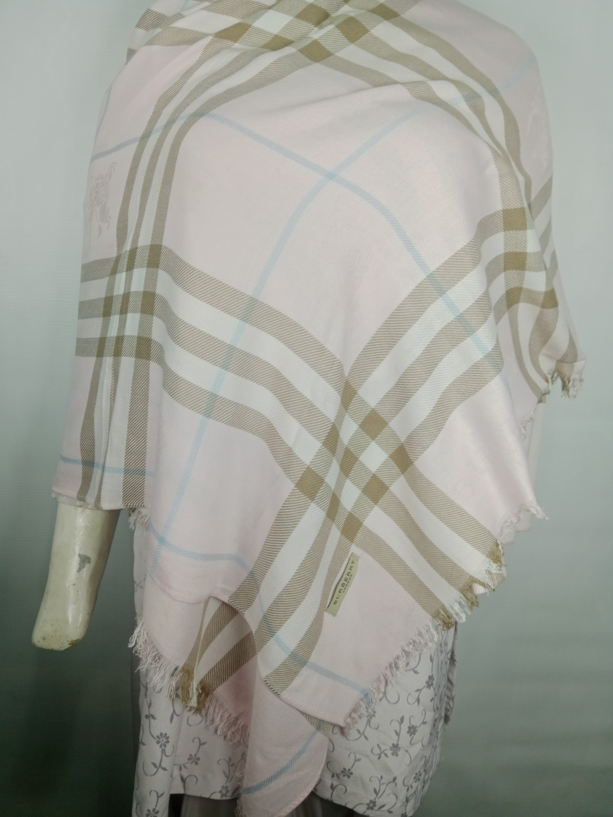 Authentic Burberry Scarf Shawl Stole Wrap 100% Cashmere Multicolor Used