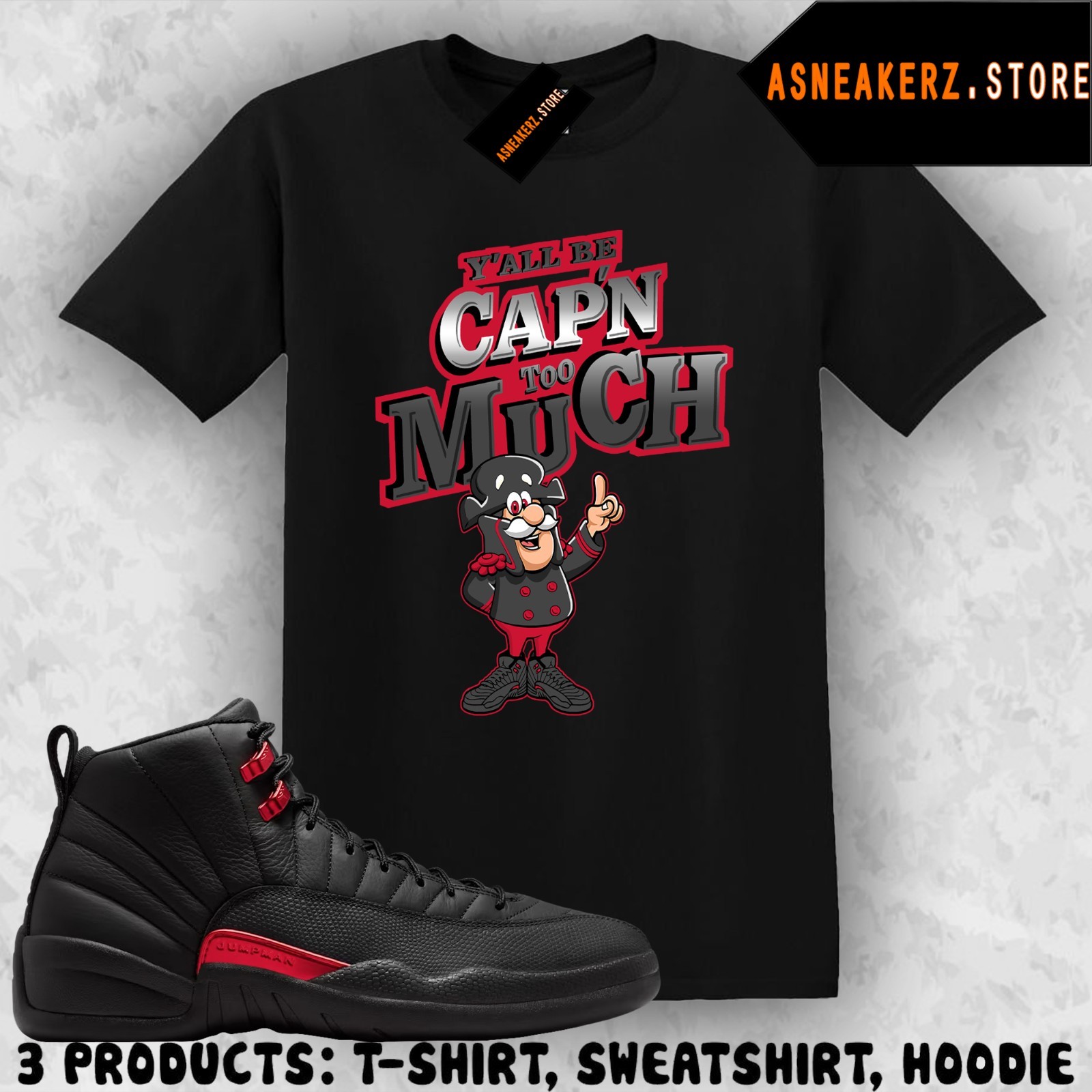 Shirt To Match AJ 12 Bloodline 2026 Sneaker Matching Sneakerhead Captain T-Shirt