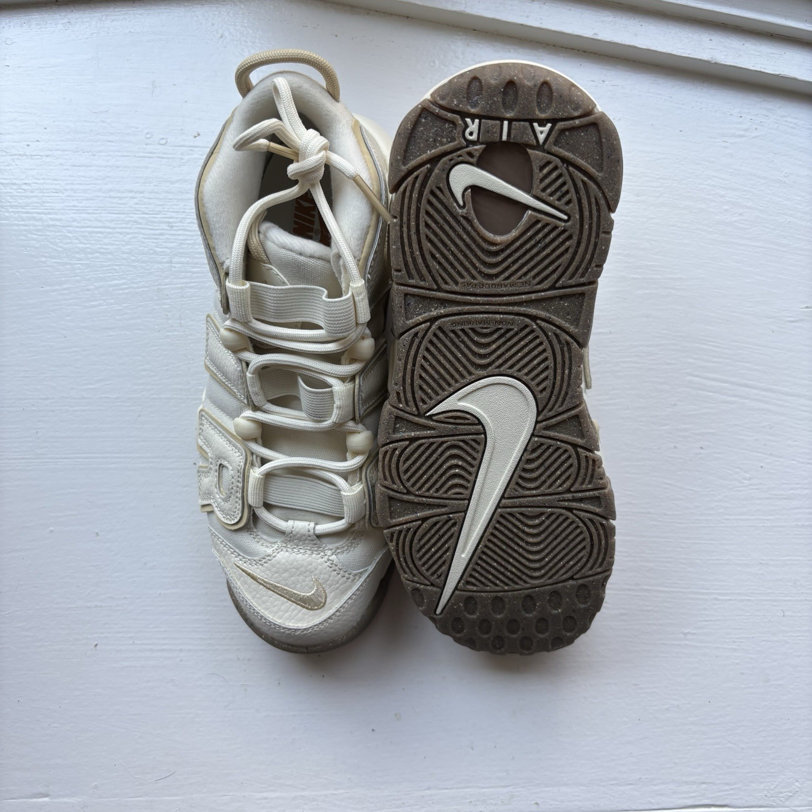 Nike Air More Uptempo (GS) Kids 4.5Y Beige/Gold Leather Mid Top DX1939-100