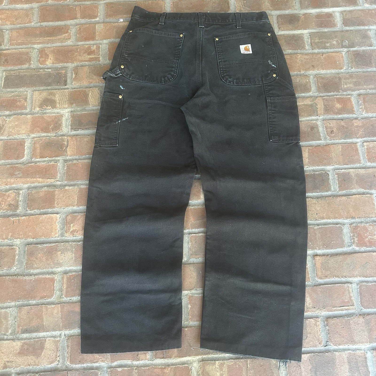 Vintage Black Carhart Double Knees Faded And Distressed Size:32×28
