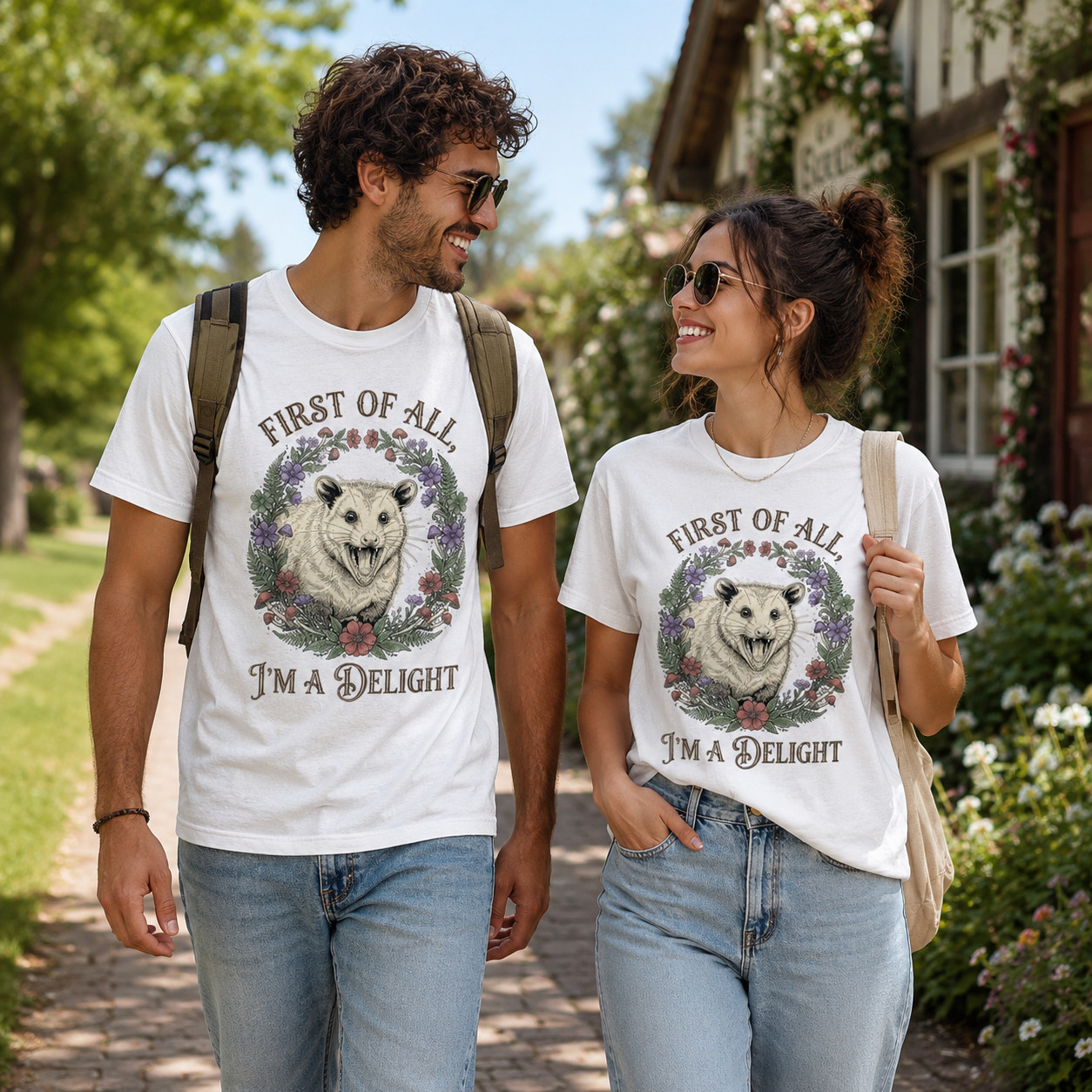 First Of All I’m A Delight Sarcastic Possum Opossum Vintage Women T-Shirt