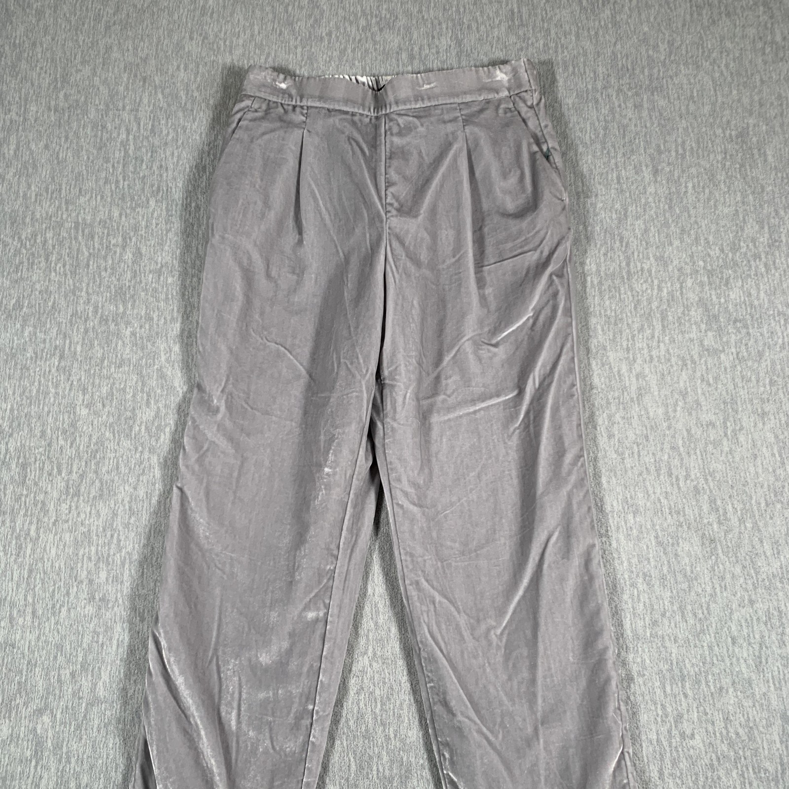 Ann Taylor Velvet Pants Womens Small Gray Pull On Tapered Dressy Elastic Waist