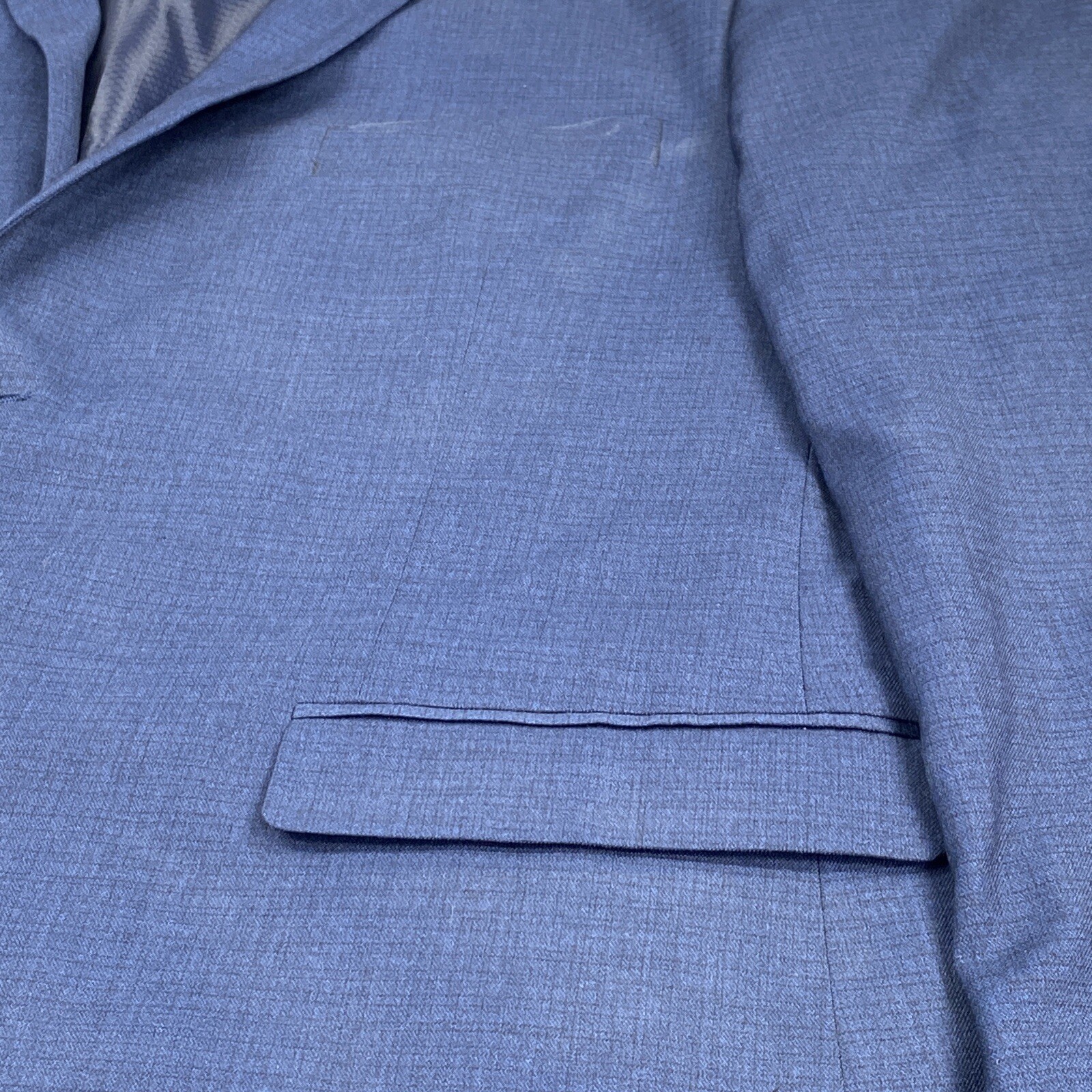 Lineage Men’s Sport Coat Blazer 50R Two Button Navy Rayon Poly Spandex Blend