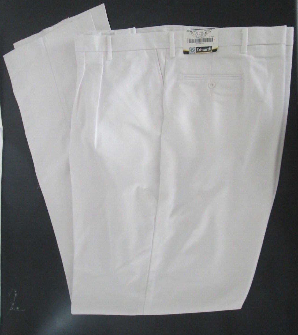 Men Pants Chino White 56 58 60 62 64 Tall unhem 30 32 34 36 38 NEW Edwards #2610