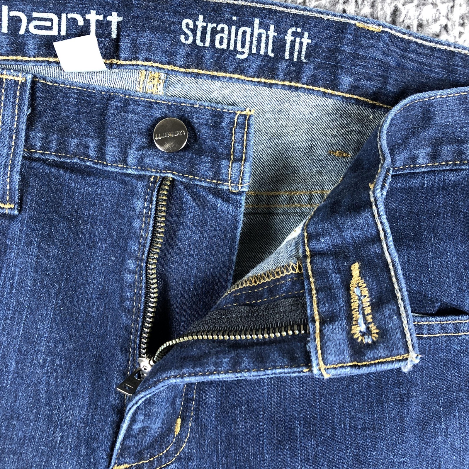 Carhartt Straight Fit Jeans Mens 33×30 Blue Straight Leg Denim Stretch Dark Wash