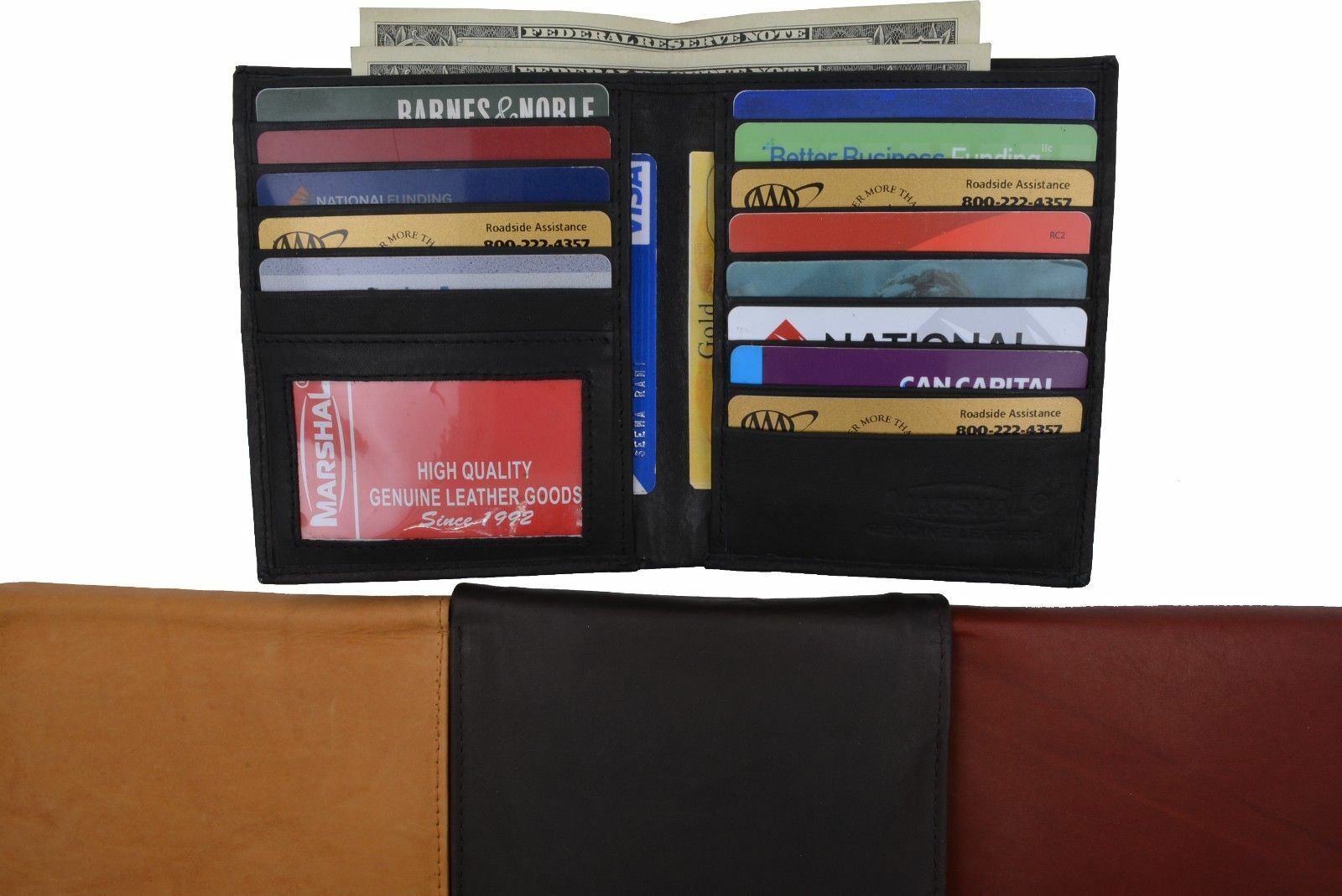Marshal Men’s Genuine Leather Bifold Wallet Slim Hipster Cowhide Credit Card New