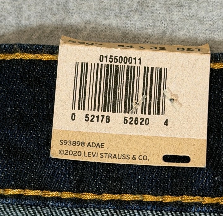 Levi’s 550 Relaxed Fit Jeans Men’s 54×32 Dark Wash Stretch Big & Tall NWT