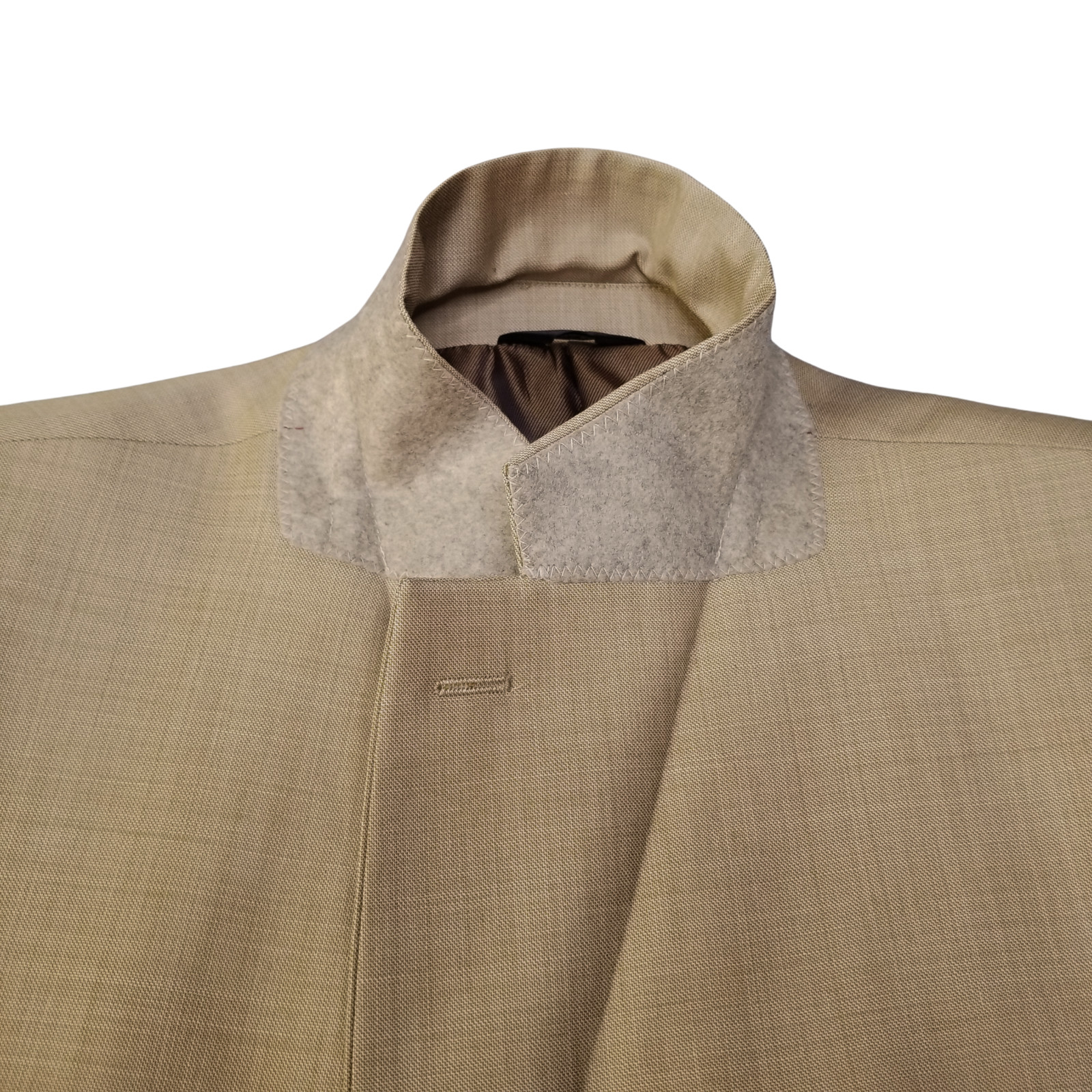 Vintage Lineage 46R 2 Piece Merino Wool 3 Button Gold Sharkskin Suit 38″ Pants