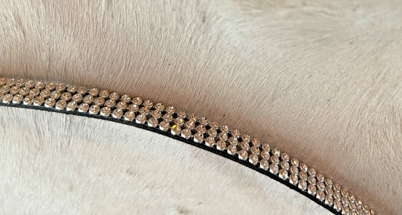 Western Womens Hatband 27.5 x 3/8 in Crystal Buckle 3 Row Cowboy Rodeo Horse