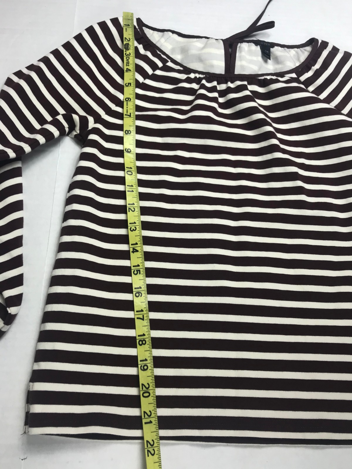 J. Crew Womens Burgundy White Striped Top Size 2XS Cotton Casual Travel Work