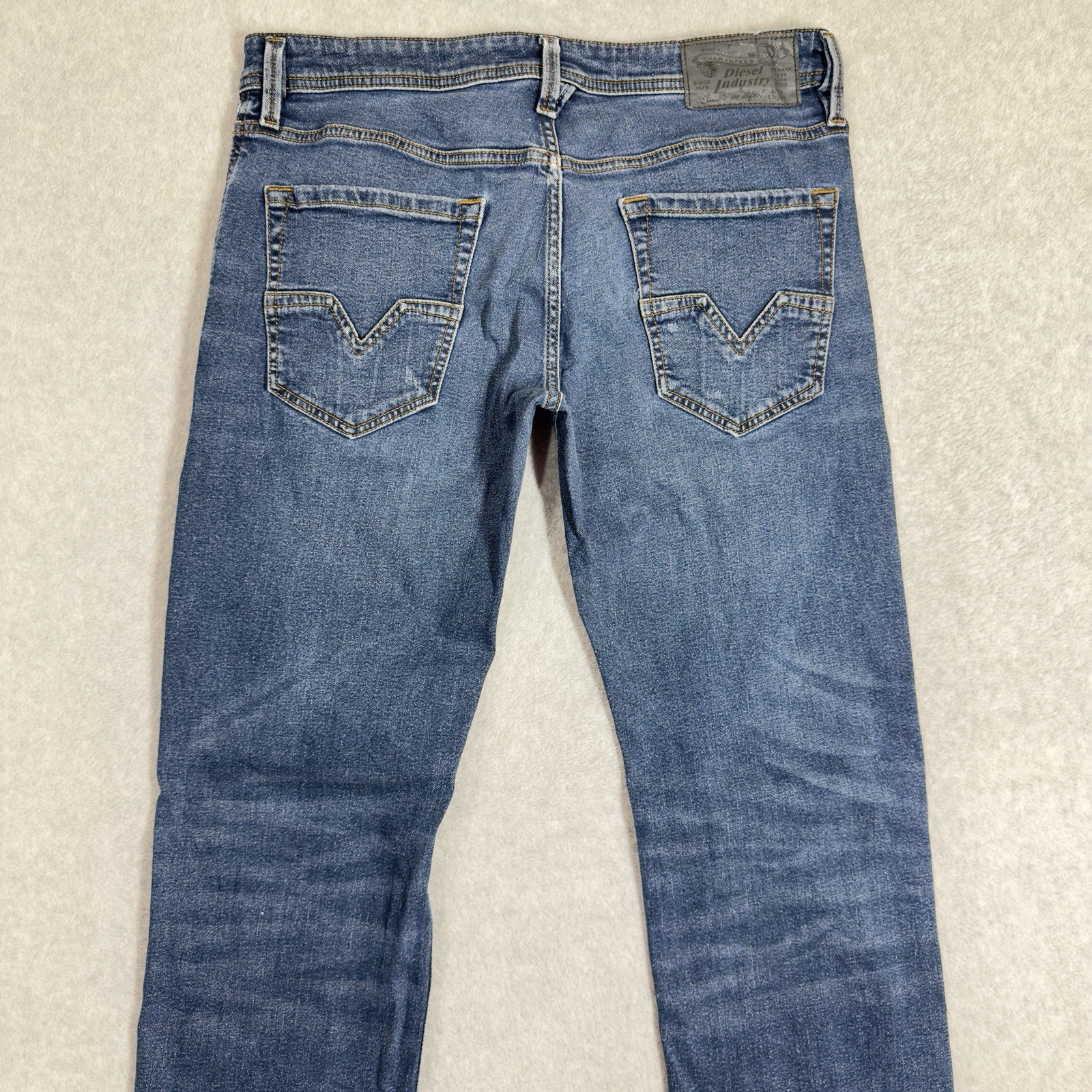Diesel Larkee Jeans Men 33×32 Blue Regular Straight Leg Stretch Denim Distressed