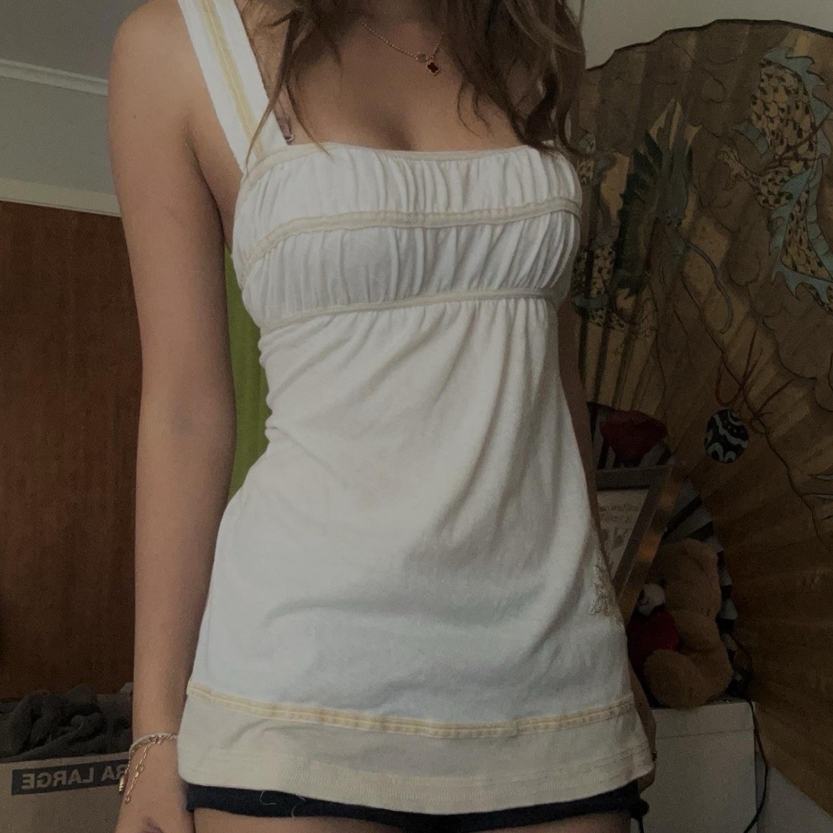Abercrombie & Fitch vintage white milkmaid babydoll top with floral embroidery