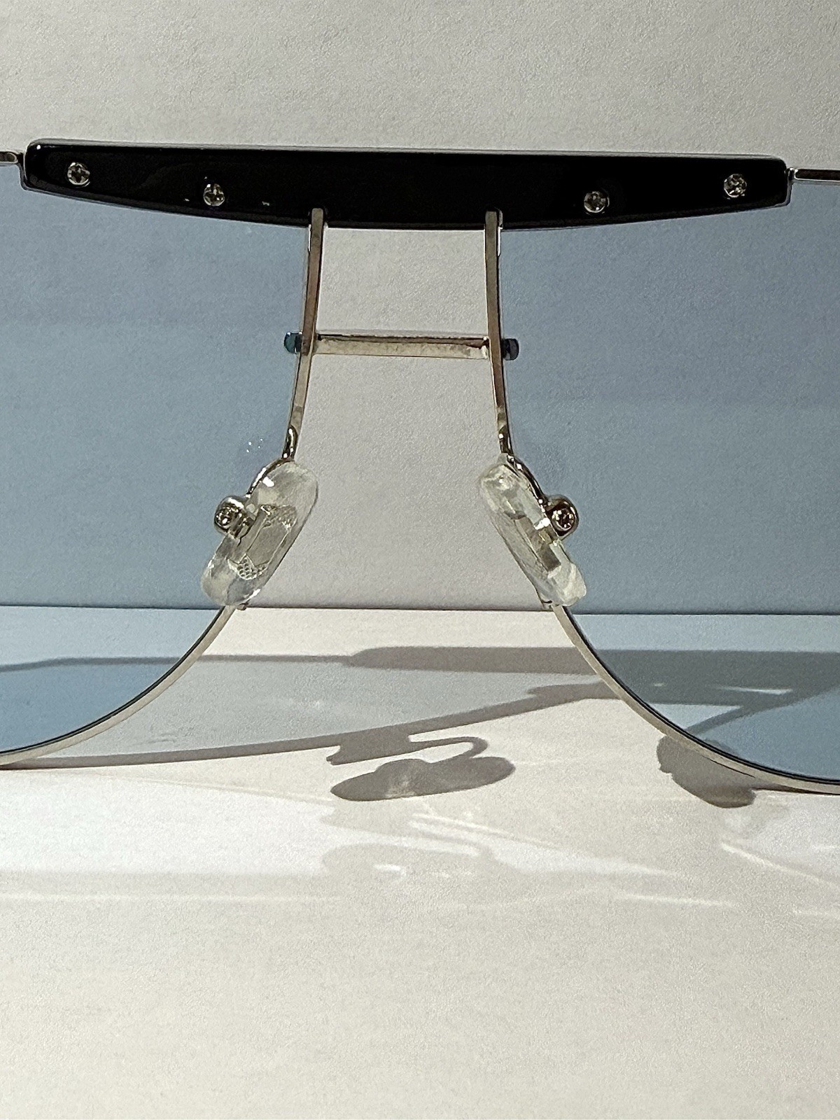 Gentle Monster Tomboe Shield Aviator Sunglasses Blue Lens Silver Frame Unisex