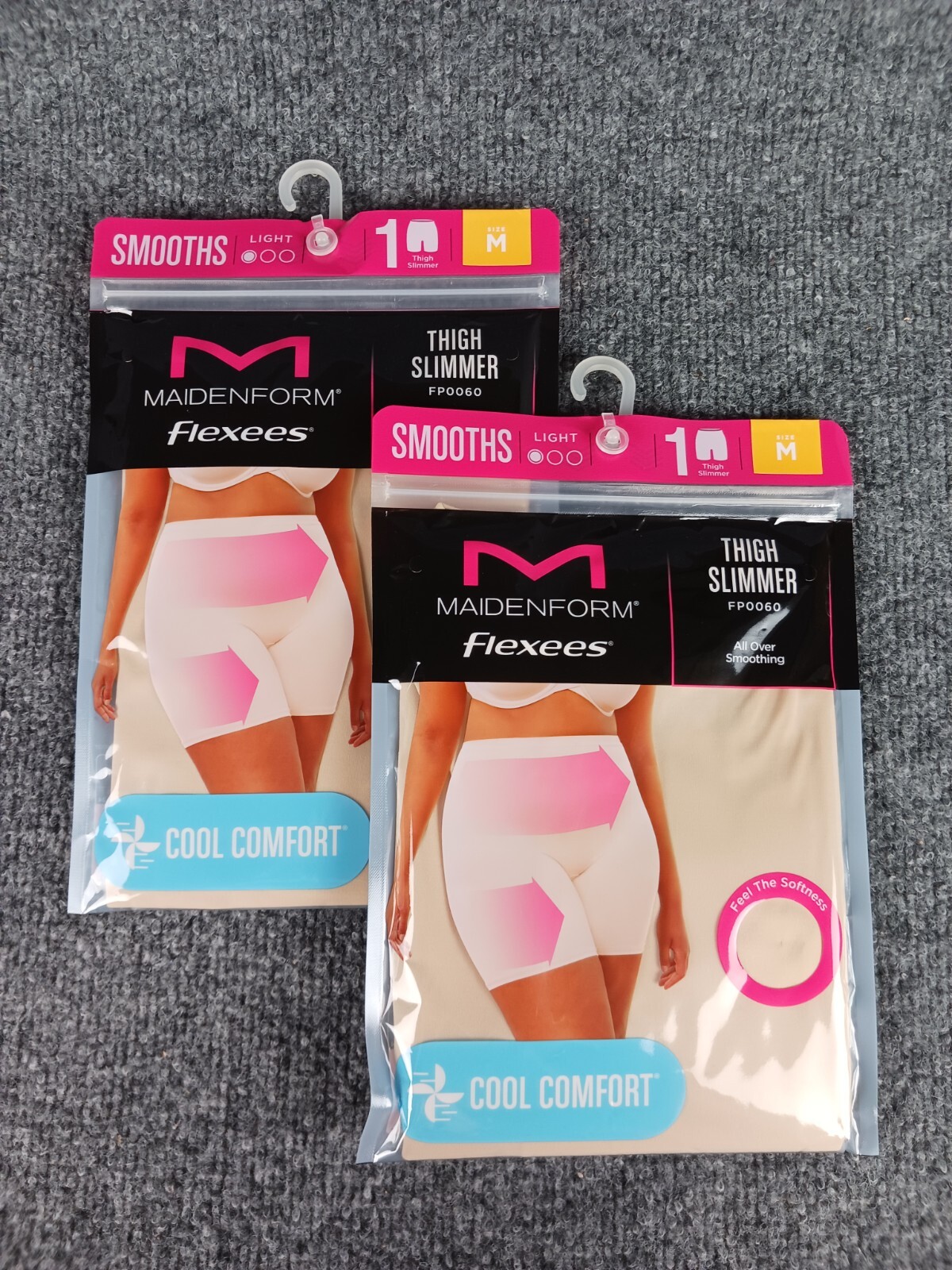 2 PACK MAIDENFORM COOL COMFORT FLEXEES THIGH SLIMMER TRANSPARENT MEDIUM