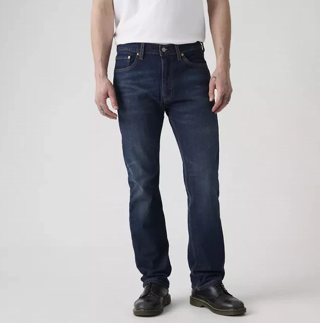 Levi 505 Regular Men’s Jeans, Nail Loop Knot Dark Wash Stretch Color, (New)