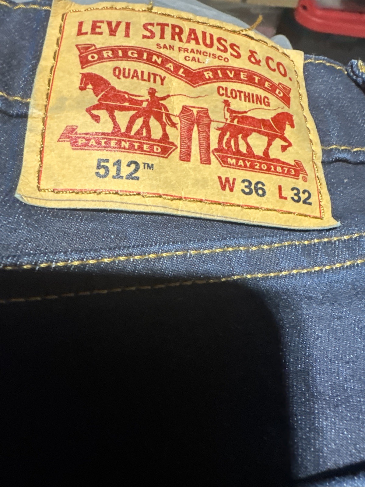 Levi’s 512 Slim Taper Jeans Men’s 36×32 Dark Blue Denim Stretch NWOT