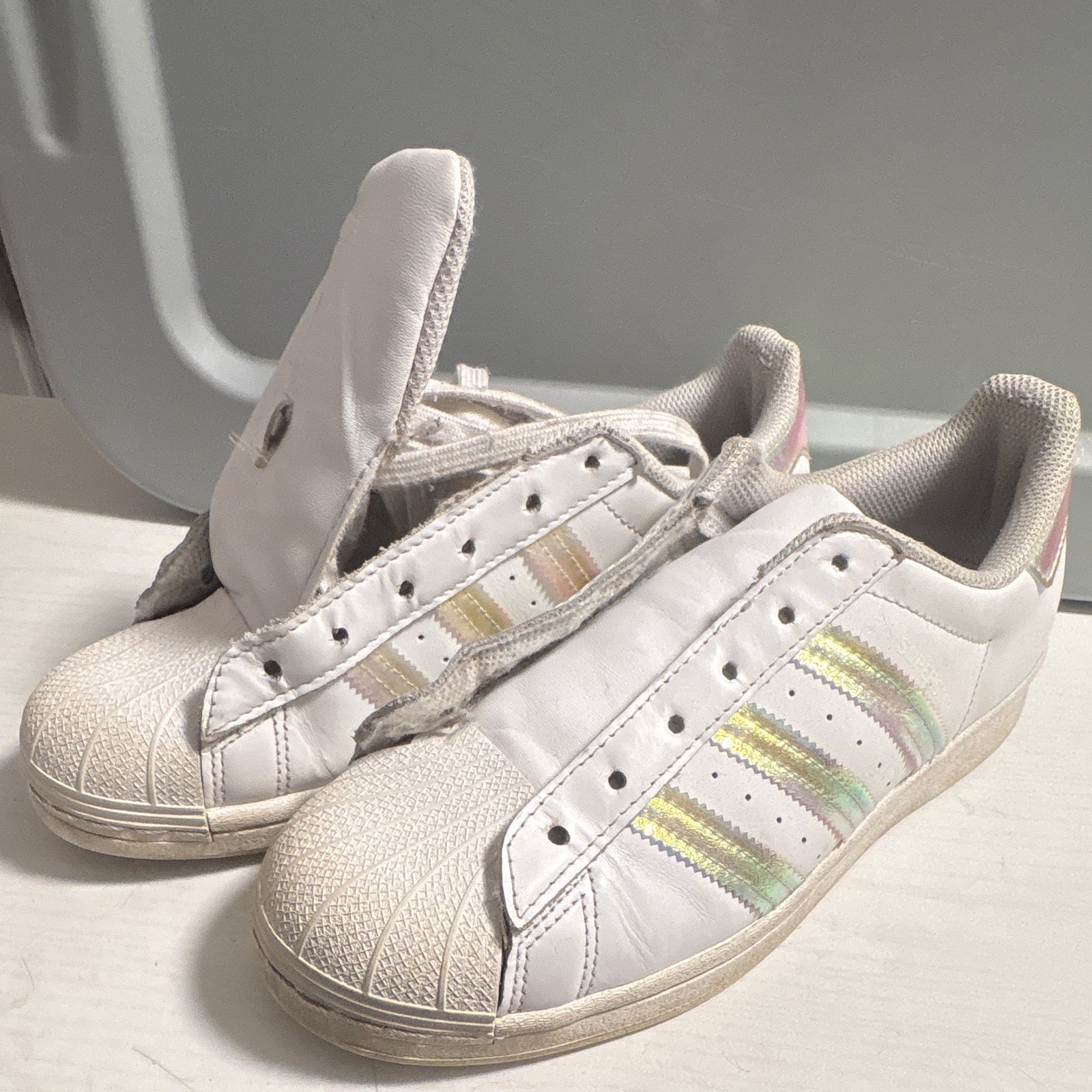 Heavily used adidas Superstar White Leather Unisex Sneaker