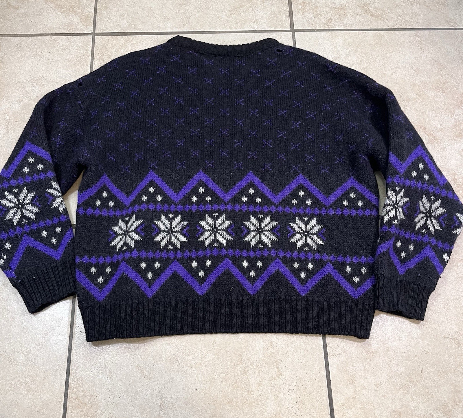 Vintage 1990s Cappello Women’s Size 54 Abstract Knitted Sweater Purple 100% Wool