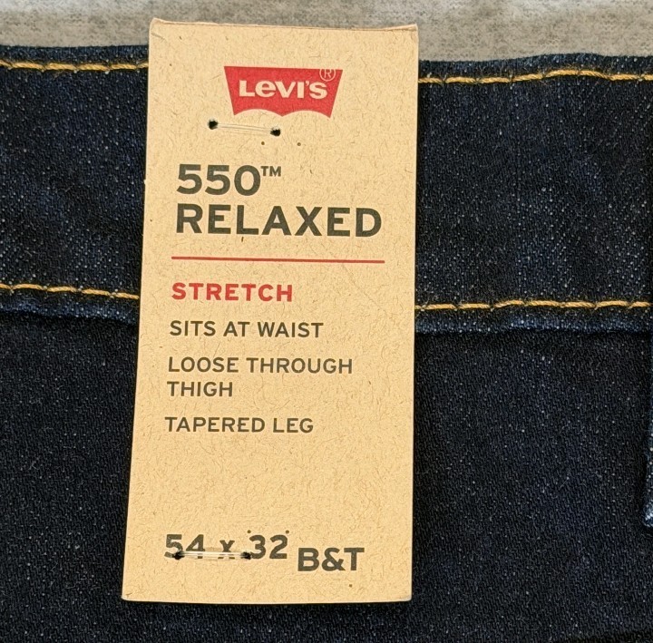 Levi’s 550 Relaxed Fit Jeans Men’s 54×32 Dark Wash Stretch Big & Tall NWT