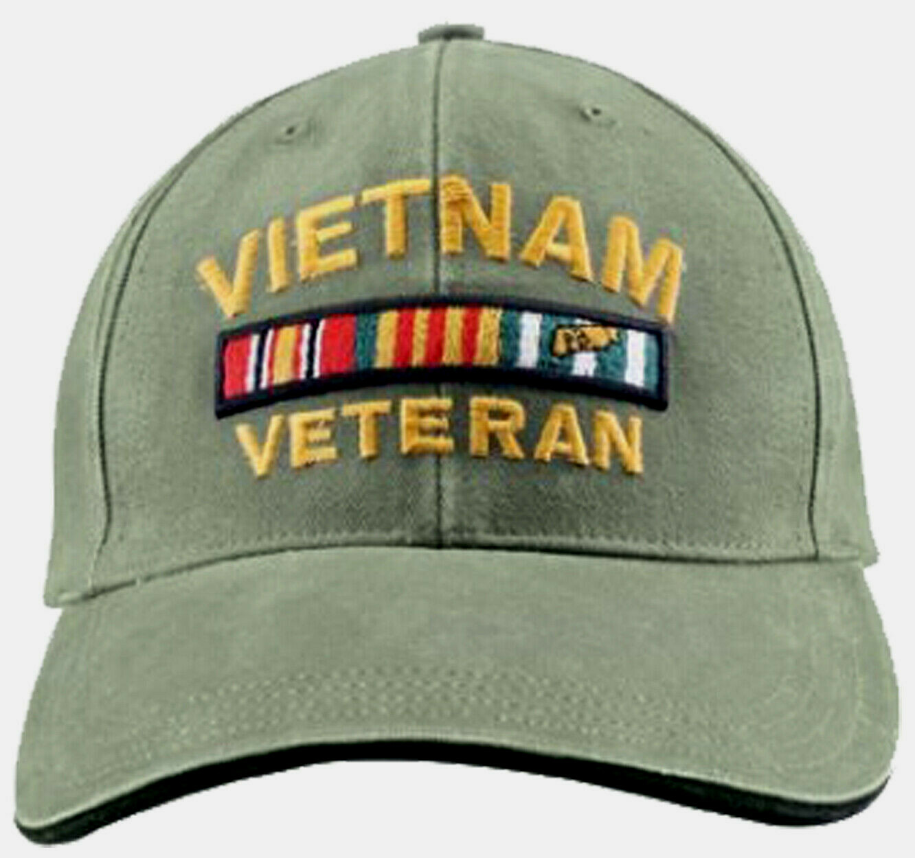Vietnam Veteran Baseball Cap, Olive Green Military Cotton Hat Ribbons Men Women