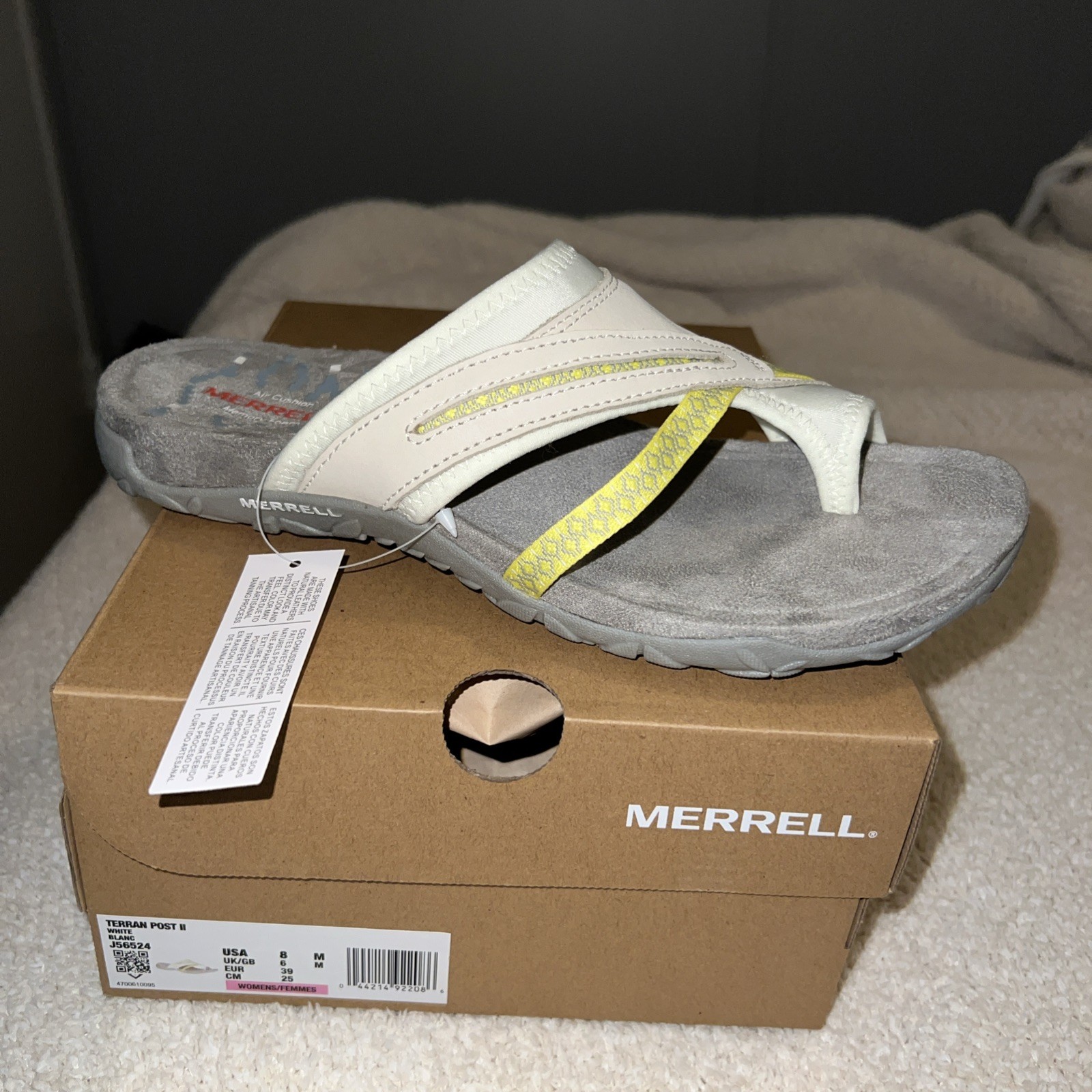 Merrell Terran Post II Sandals Womens Size 7-8,Beige Slip On Beach Gorpcore