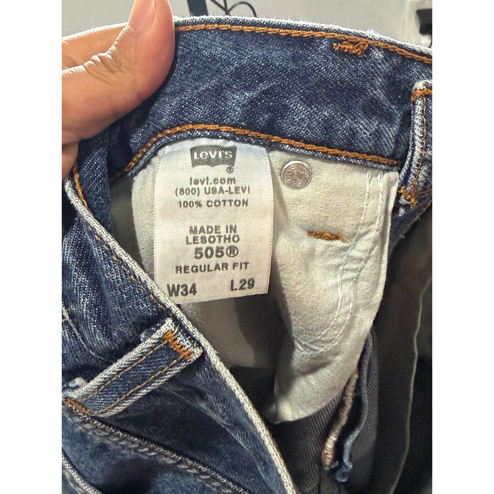 Levis 505 Regular Fit Mens Blue Denim Jeans 34×29 Medium Wash Straight Leg