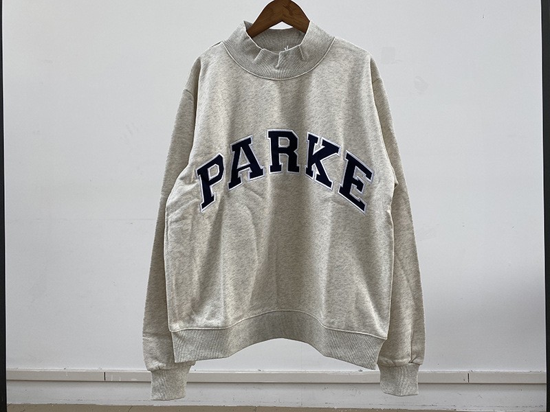 PARKE New Embroidered Mock Neck Stand Collar Loose Women’s Sweatshirt
