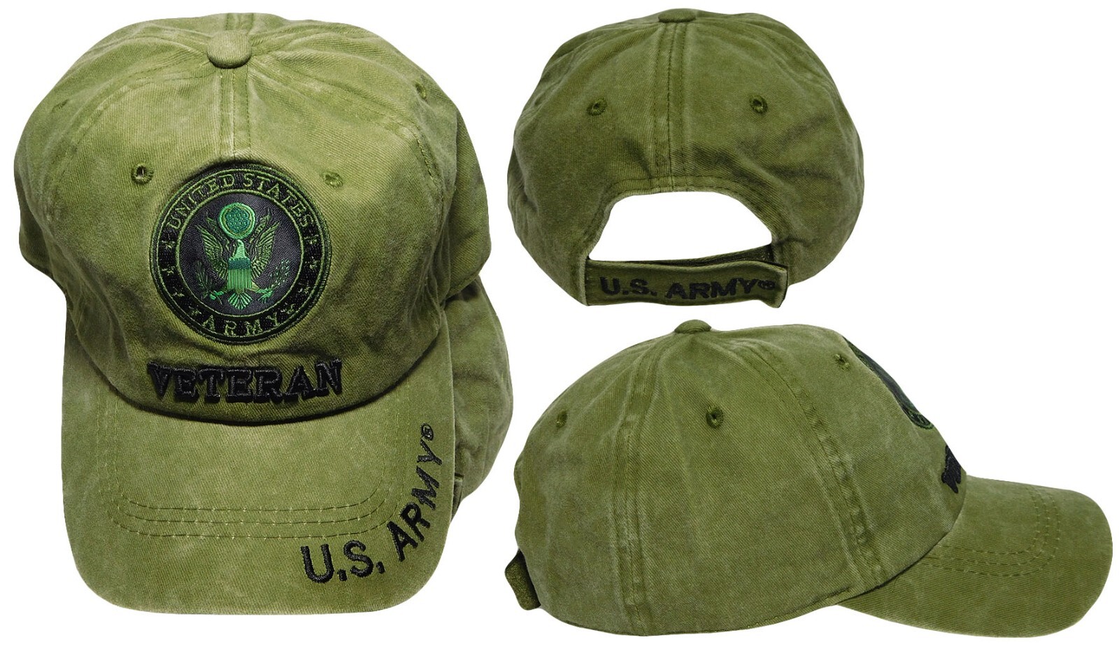 United States US Army Veteran Olive Green Cotton Embroidered Cap Hat – Licensed