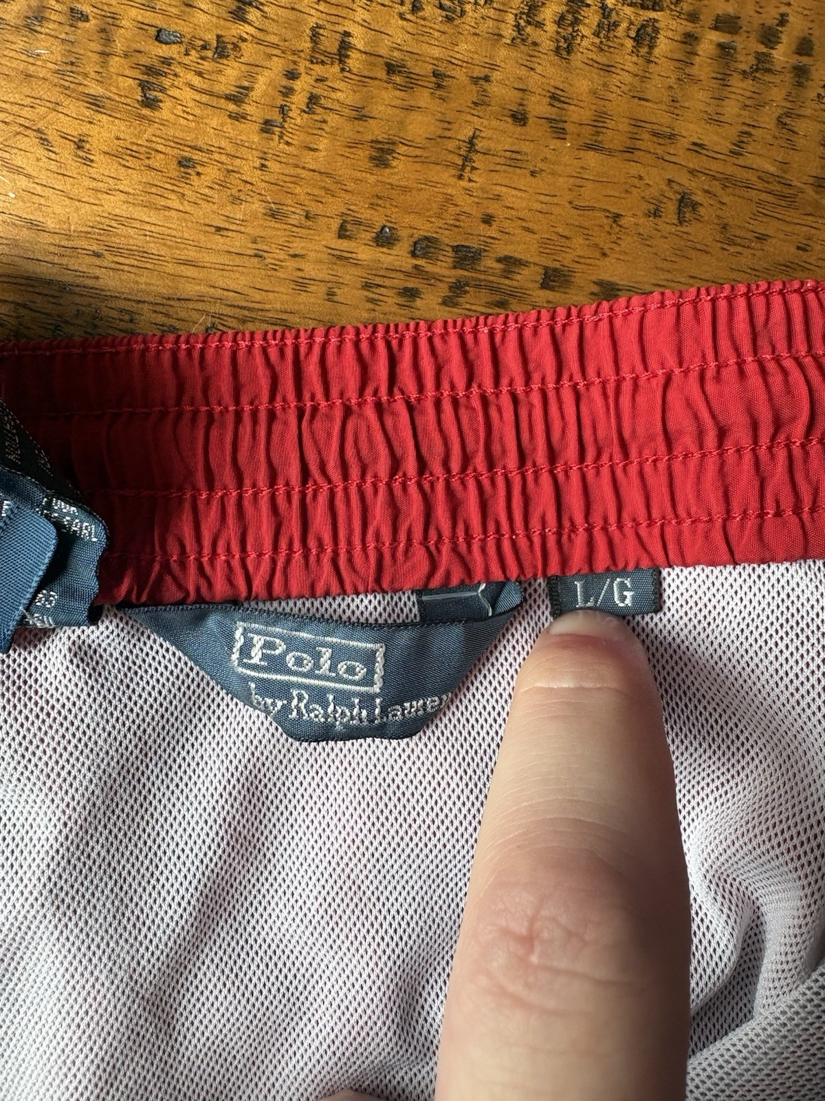 Vintage Polo Ralph Lauren Red Navy Sides Swimming Trunks Swim Shorts Zip Fly