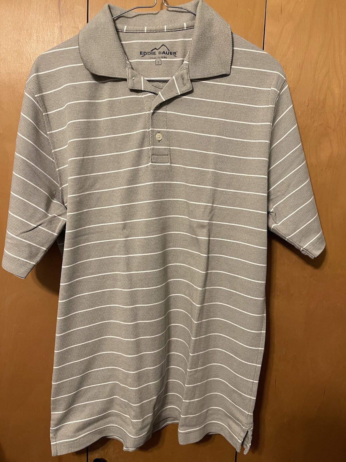 EDDIE BAUER COCONA PERFORMANCE HEATHER GRAY TAUPE POLO SHIRT MEN SMALL EUC