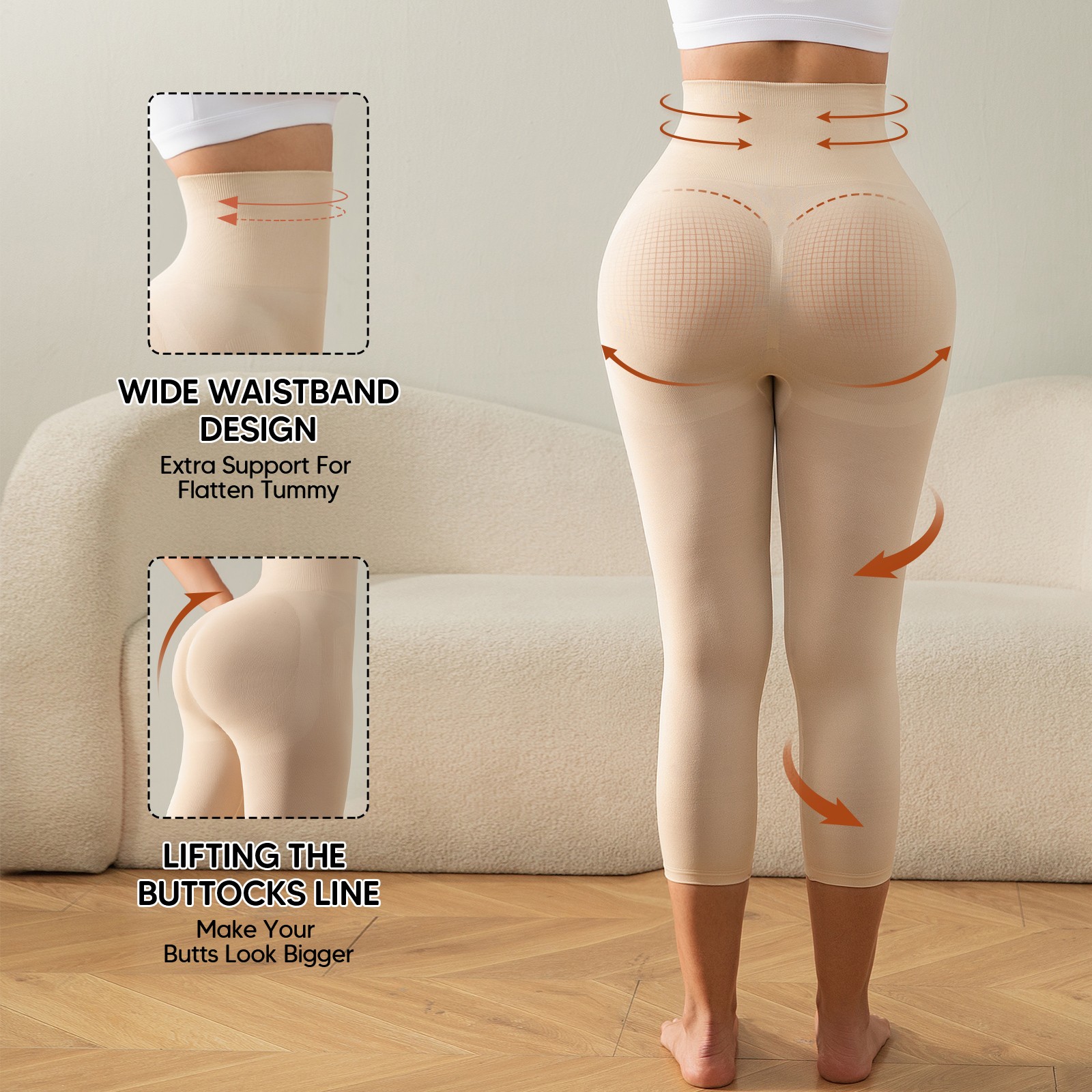 Slimming Anti Cellulite Compression Leggings Leg Shaper High Waist Black Capris