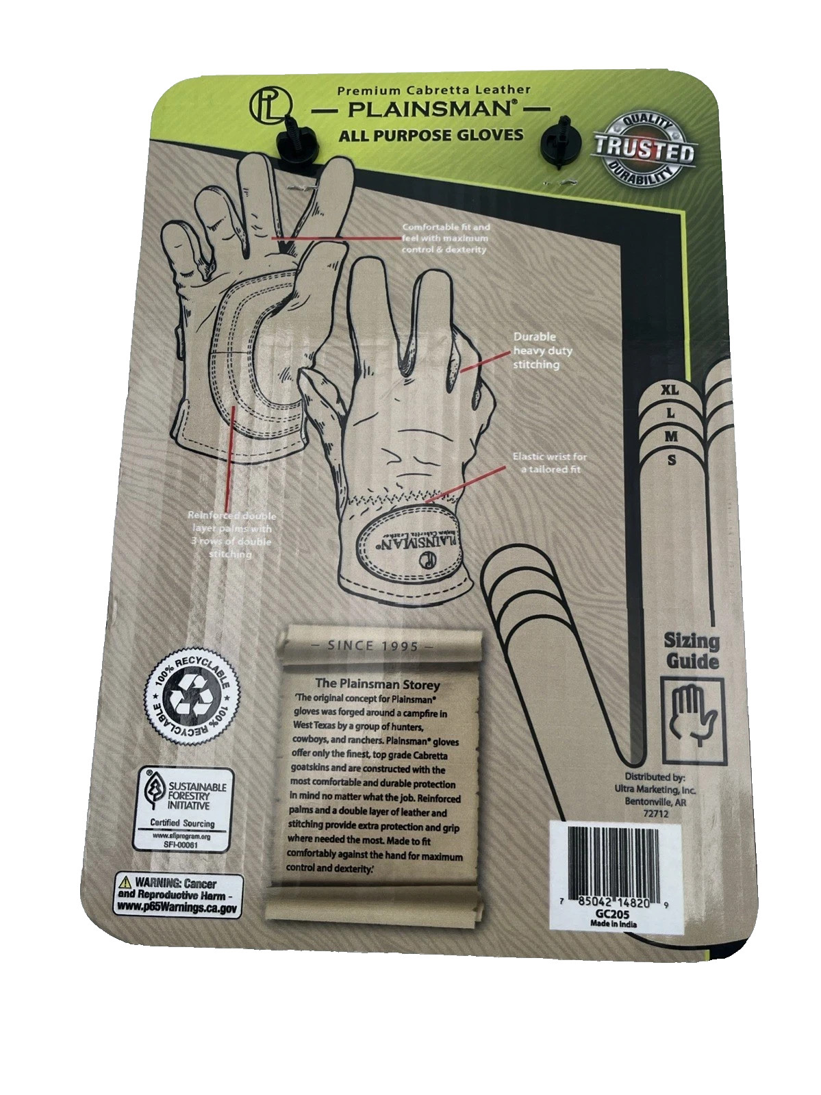 Plainsman Premium Cabretta Leather All Purpose Gloves Brown Small