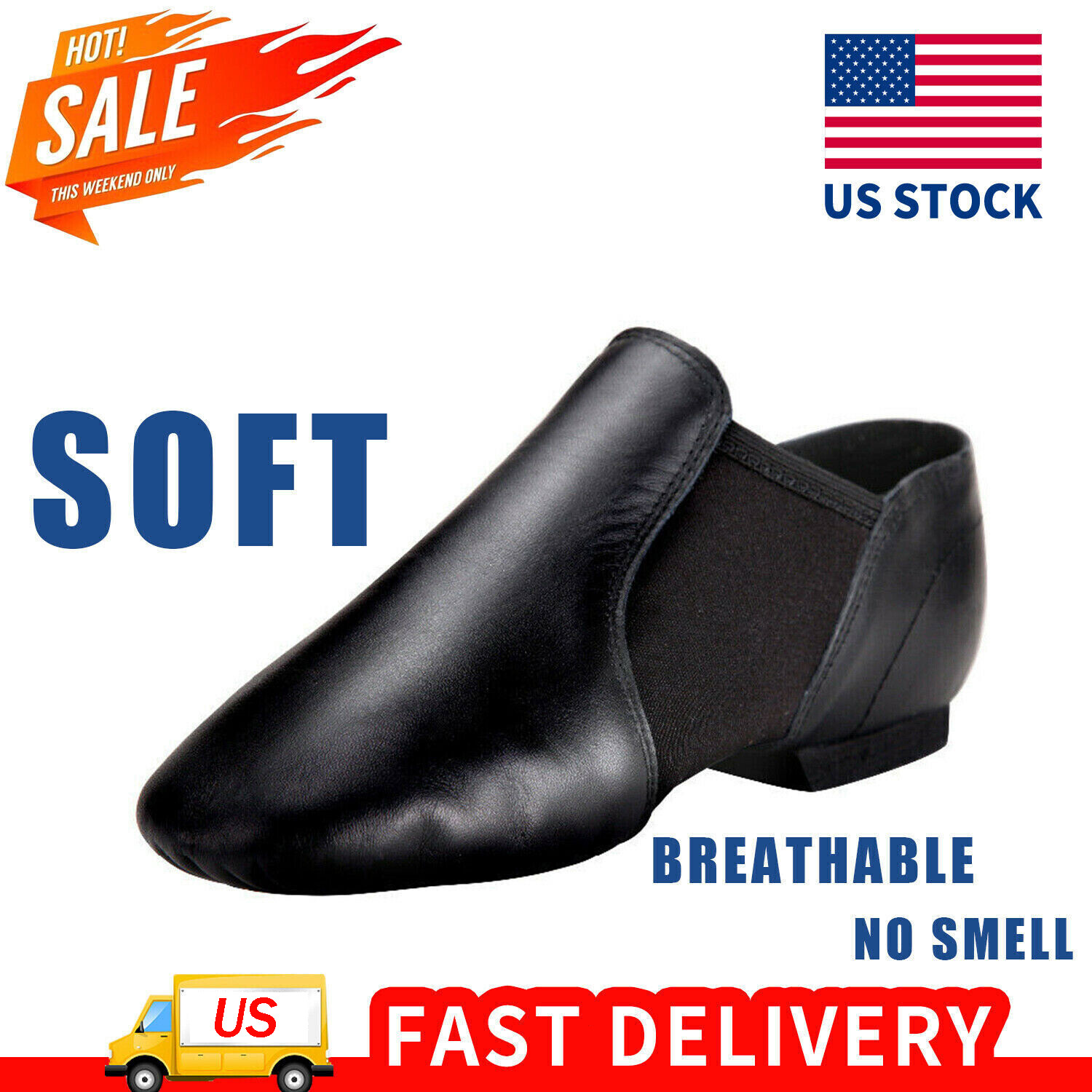 Linodes PU Leather Jazz Shoe Slip On Dance Shoes for Girls Boys Toddler Kid