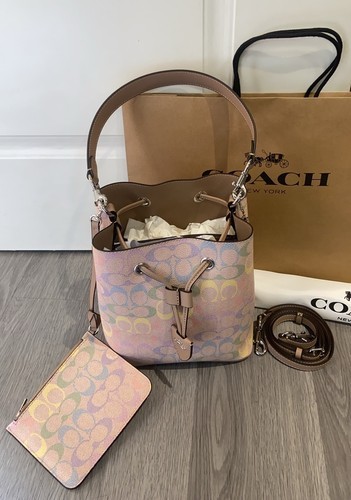 Coach Rowan Bucket Bag In Rainbow Signature Canvas CDA92 Sand Multi