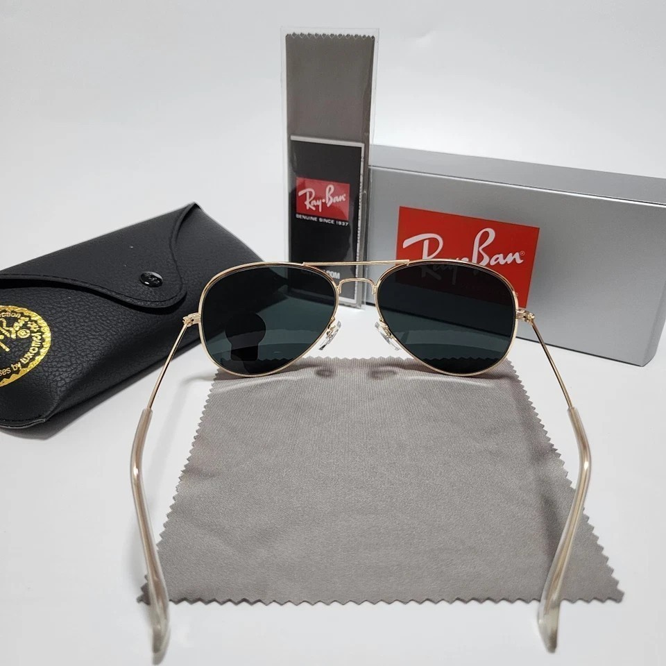 Brand New！ Ray-Ban RB3025 Aviator Sunglasses Gold Frame Glass Lens 58 mm~