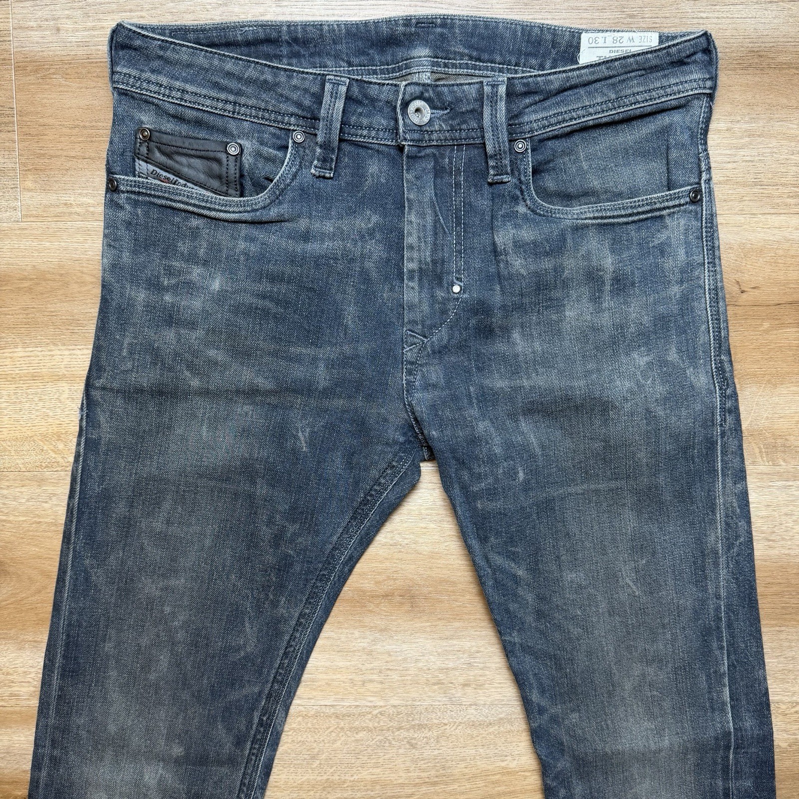 Diesel Thanaz Jeans Men 30×30 Dark Indigo Slim Skinny Stretch Dirty Wash 008S9