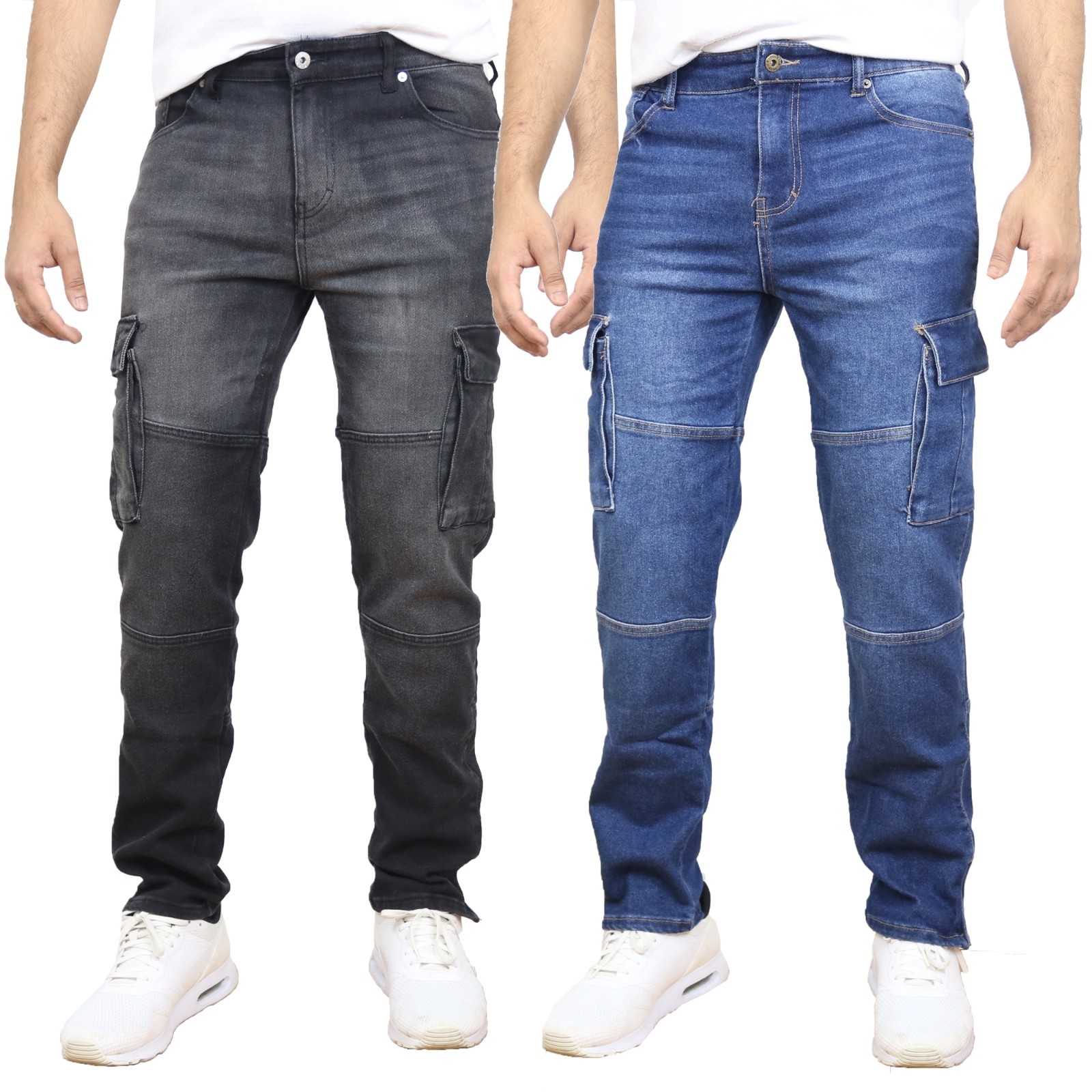 Men’s 2-PACK Stretch Cargo Pocket Jeans (Sizes- 30-42) Stylish & Free Shipping