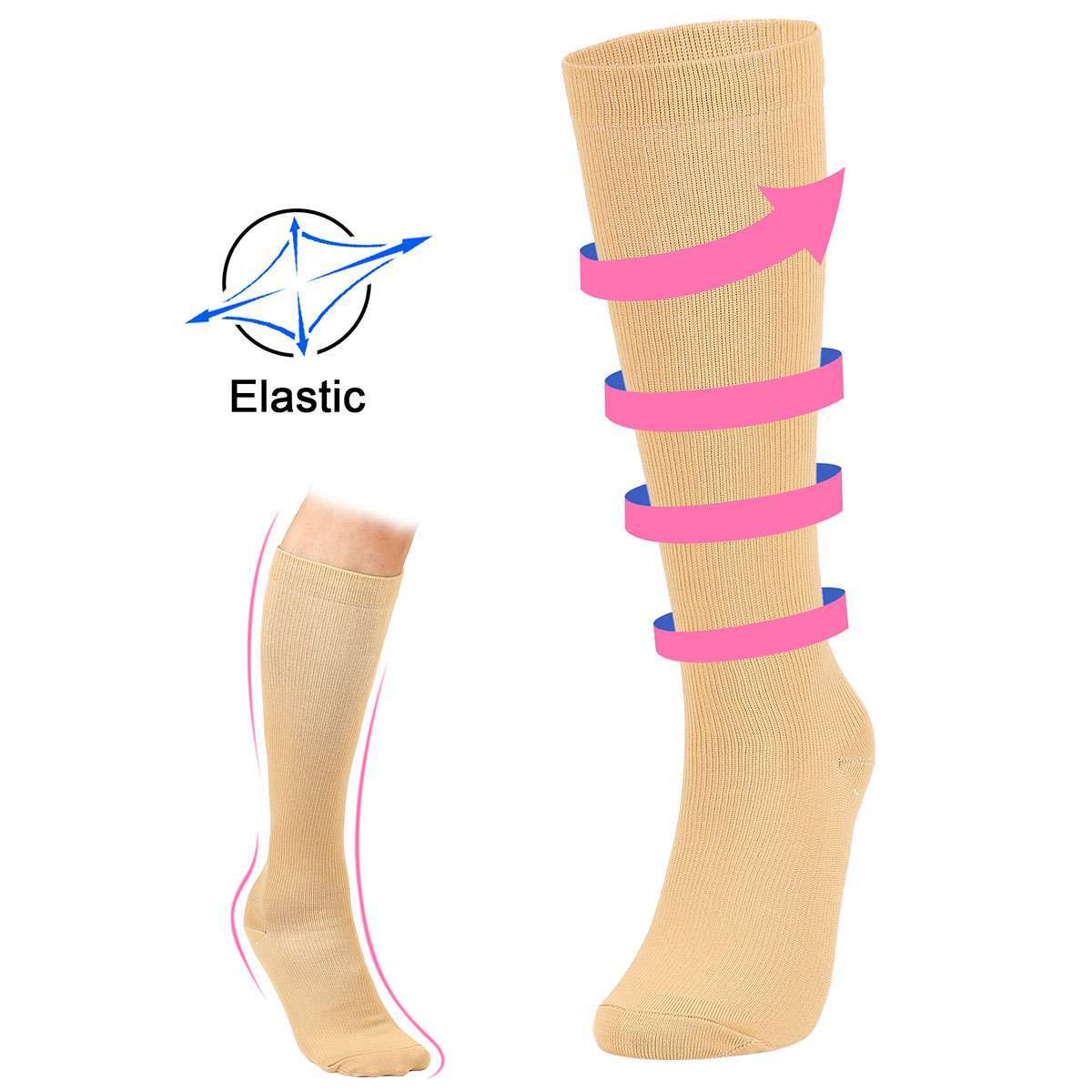 2/5 Pairs Copper Compression Socks 20-30mmHg Graduated Support Mens Womens S-XXL