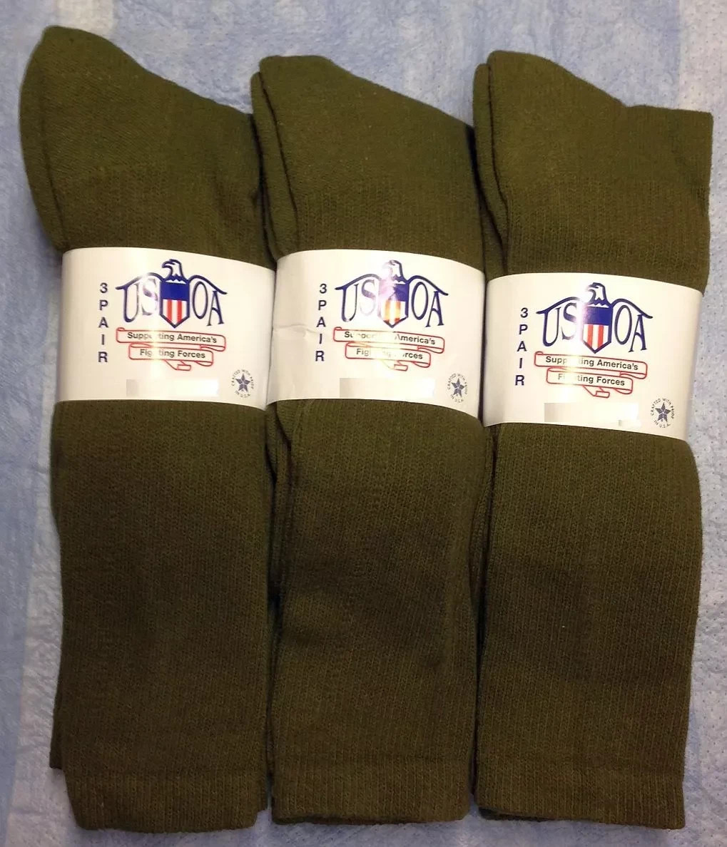3pr Men’s US Army Military Issue Anti-Fungal OTC Boot Socks OD GREEN 9-11 MED