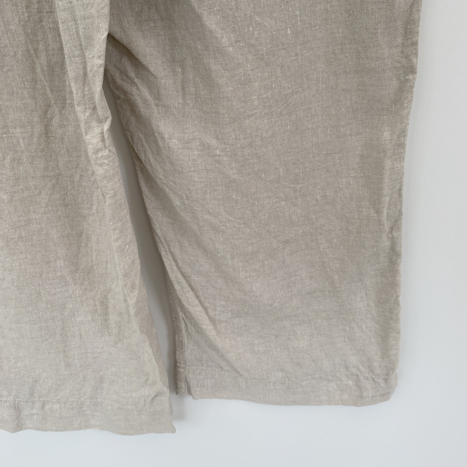 L.L. Bean Linen Ivory Trousers Size 26W – Waist 46in Wide Leg Boho Lagenlook