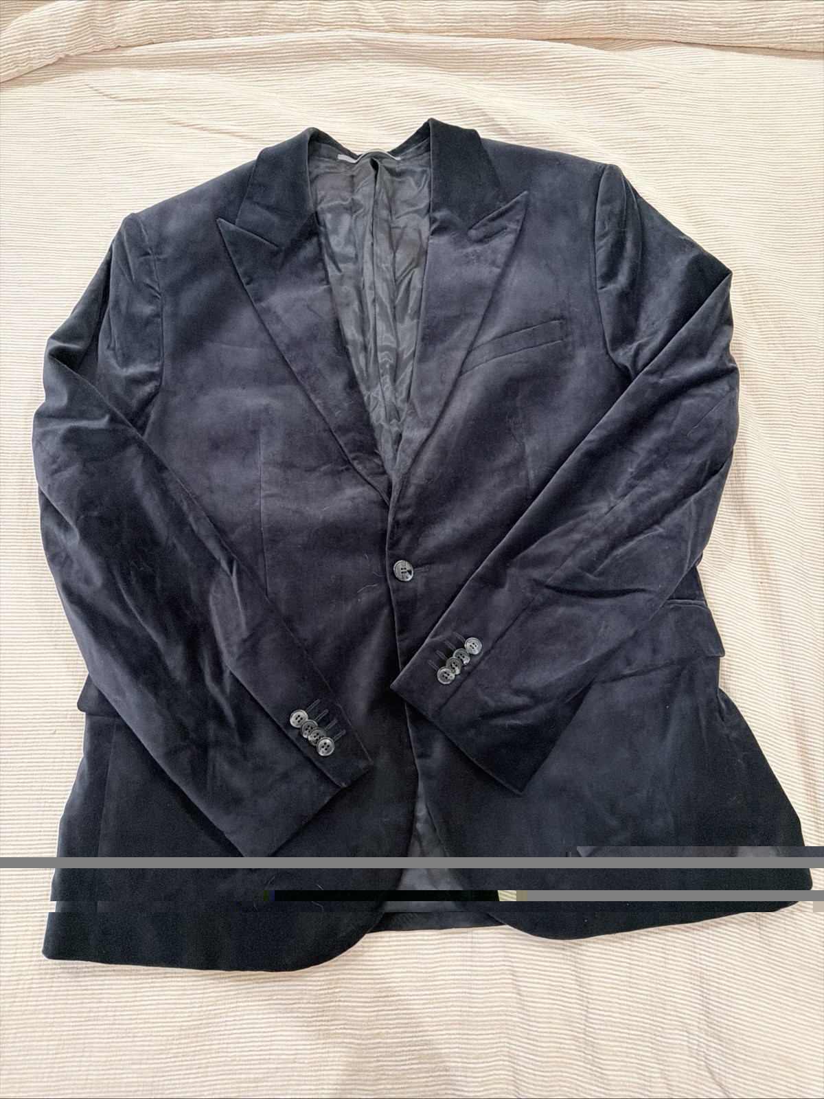 H&M Navy Blue Velvet Slim Fit Blazer, 46R and size 34R slim cut pants