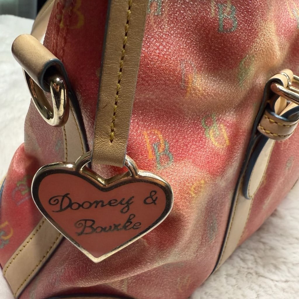 Dooney & Bourke Monogram Multi-Color DB Logo Satchel with Leather Trim