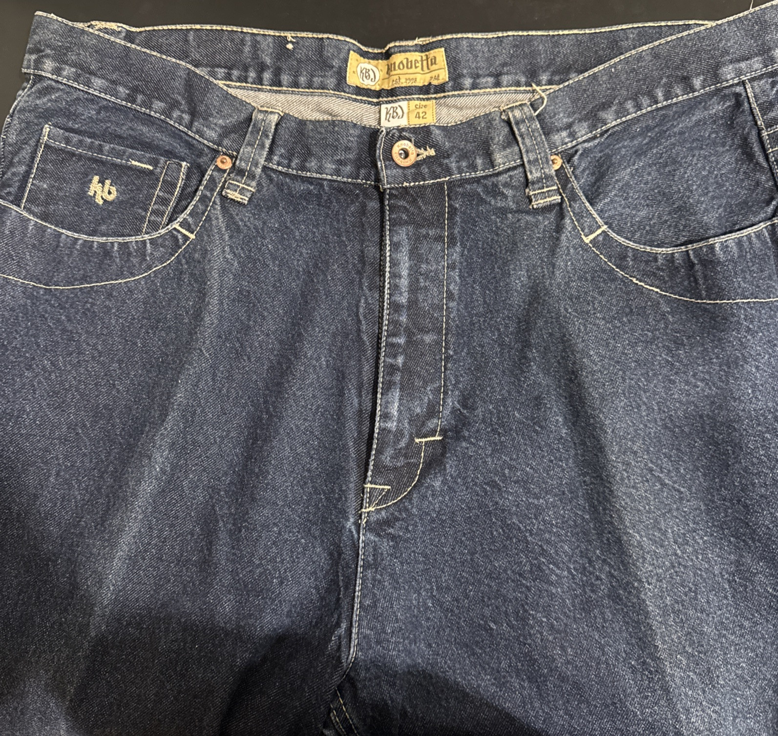 Kno Betta Jeans Mens 40 Dark Wash Wide Leg Rn 114280 Vintage USA KBJ Skater Rap