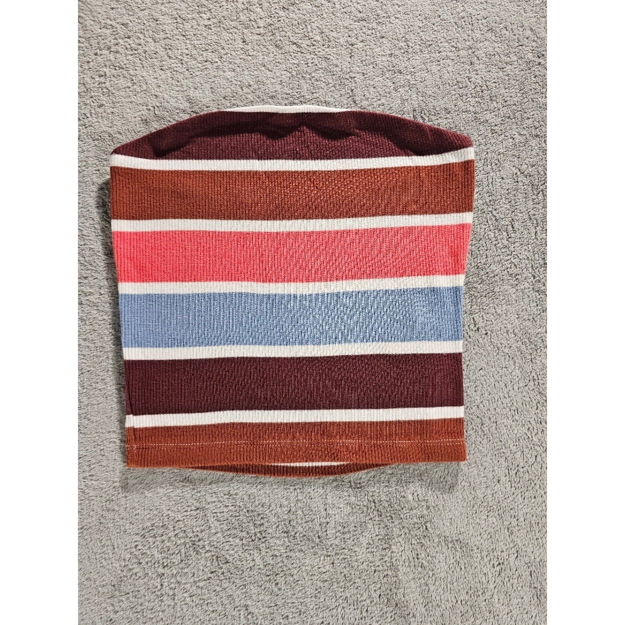 American Eagle Striped Ribbed Tube Top Multi Color Strapless Crop Top Small